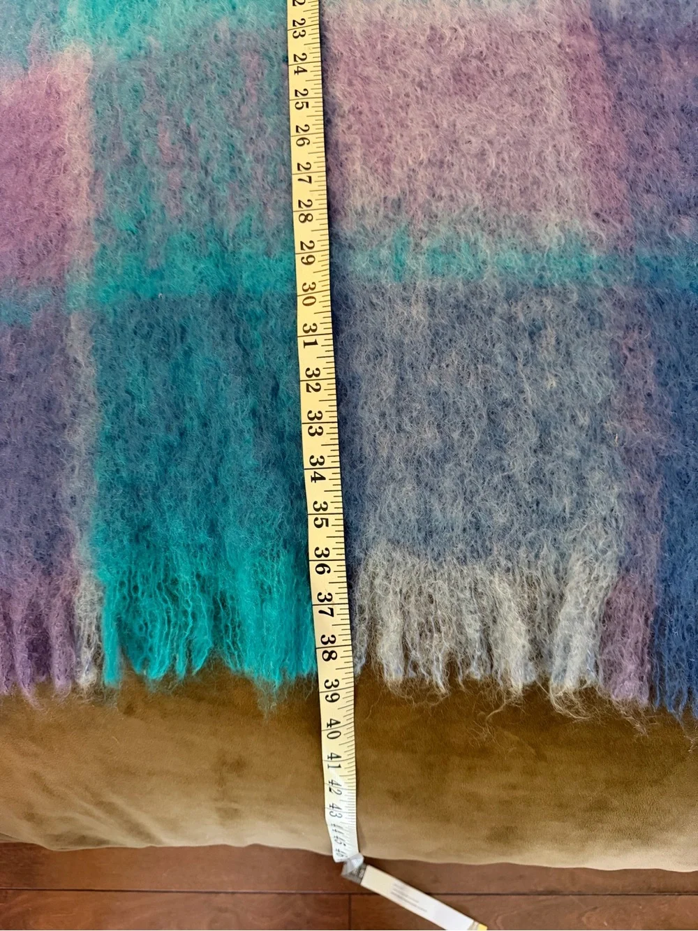 AVOCA (Ireland)Soft Plaid Mohair/wool Throw Blanket in Teal & Lavender